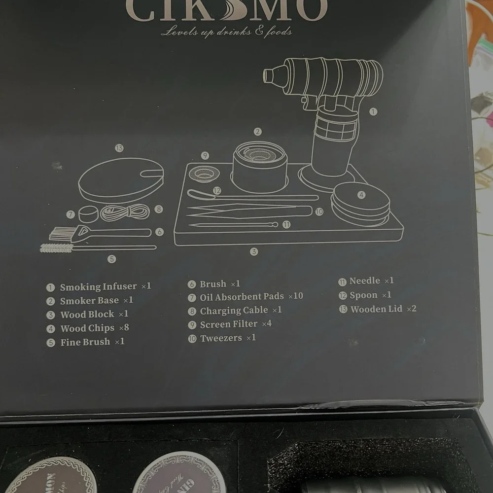 CIKSMO Electric Cocktail Smoker Kit Complete All Canasters Full. For all alcohol